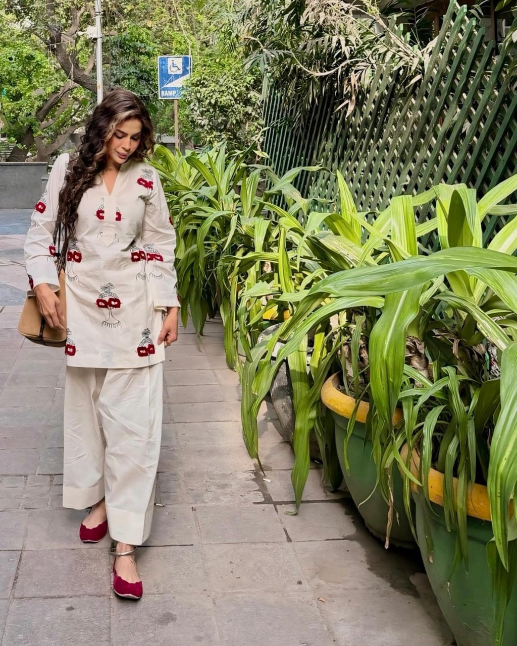 ANNI Designer Farshi Salwar Suit for Women Viscose Embroidered | Co Ord Set for Woman | Straight Kurta Palazzo Outfit Round Neck V Slit Long Sleeve Ethnic Dress Womens Clothing