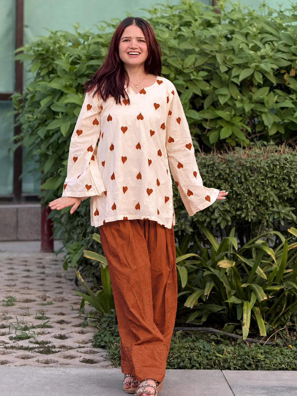GoSriKi Farshi Salwar Suit for Women Viscose Embroidered | Co Ord Set for Woman | Straight Kurta Palazzo Outfit Round Neck V Slit Long Sleeve Ethnic Dress Womens Clothing