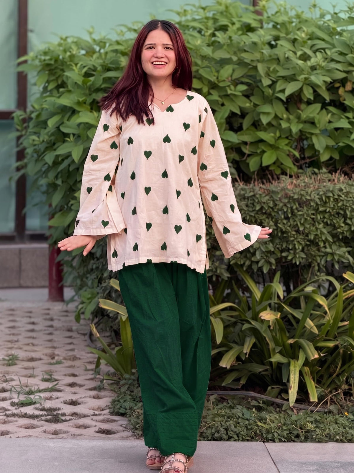 GoSriKi Farshi Salwar Suit for Women Viscose Embroidered | Co Ord Set for Woman | Straight Kurta Palazzo Outfit Round Neck V Slit Long Sleeve Ethnic Dress Womens Clothing
