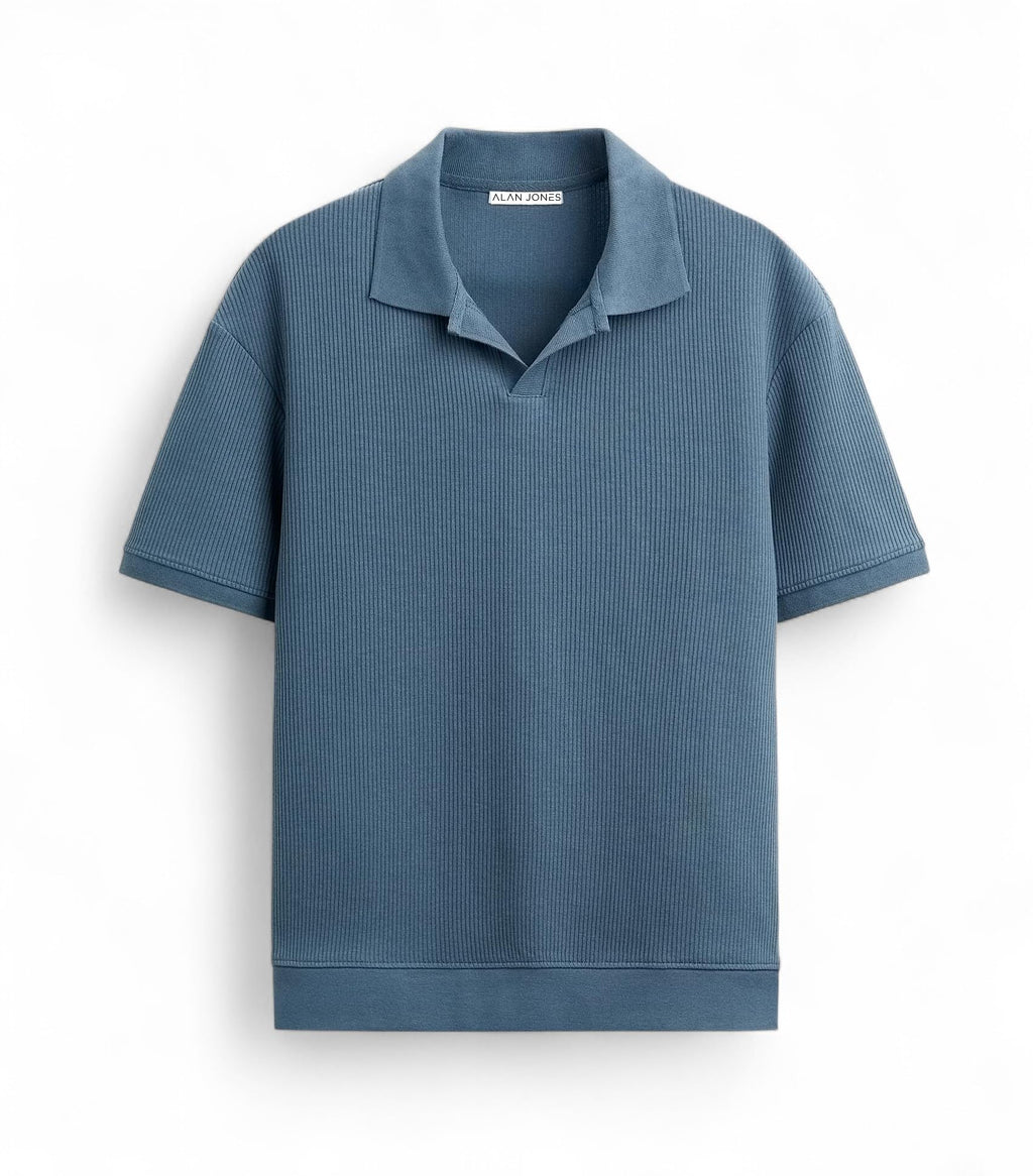 Alan Jones Clothing Men's Textured Polo T-Shirt | Classic Short Sleeve Polo for Casual Wear