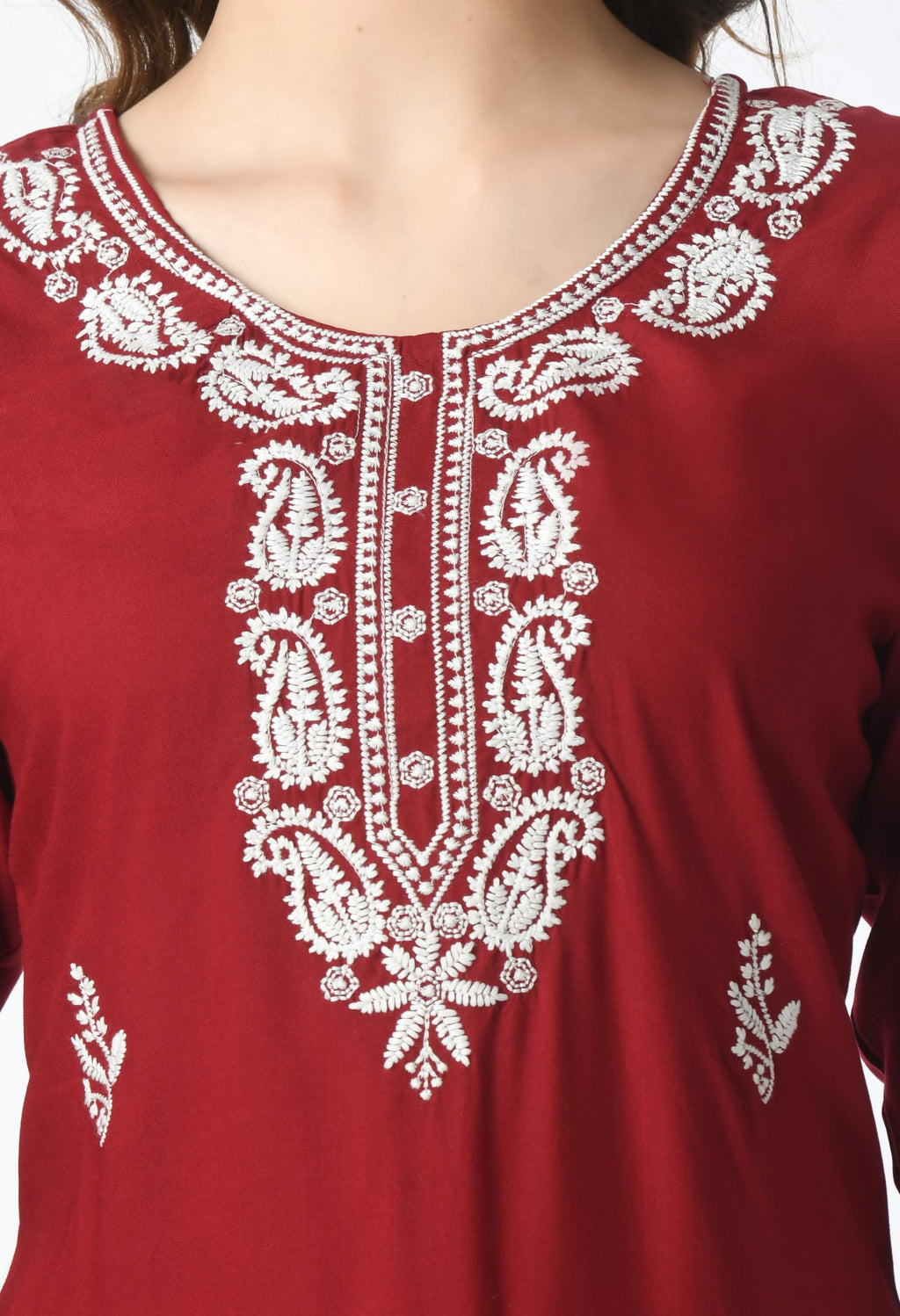 LIBOZA Kurta for Women – Lakhnowi Chikankari Embroidered Ladies Kurti, Stylish Girls Top, Ethnic Full Kurtas, Straight Design Kurtis for Woman