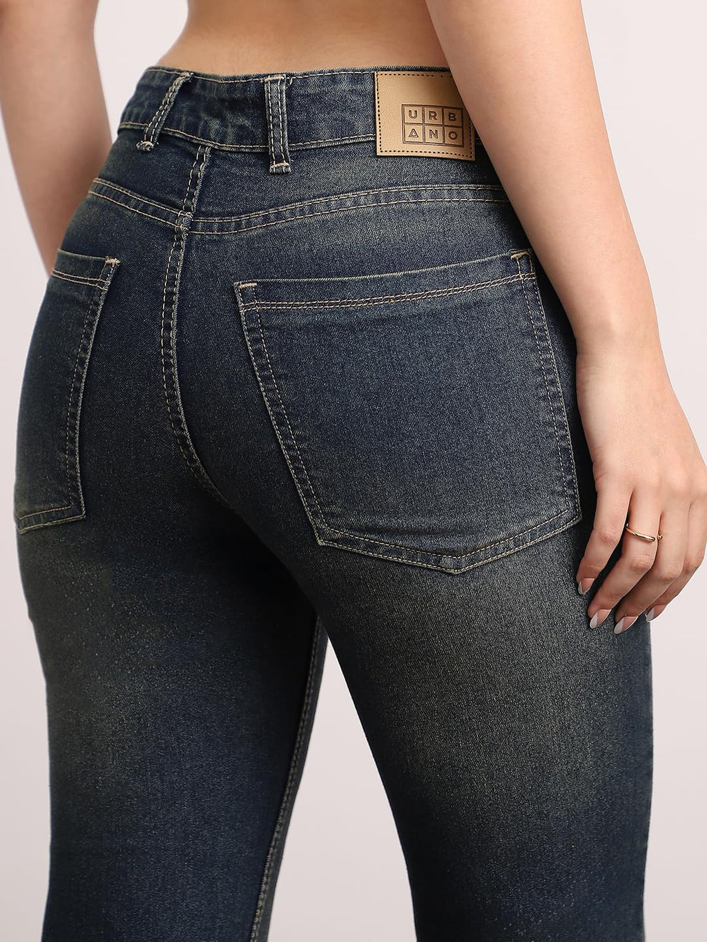 Urbano Fashion Women's Mid Rise Bootcut Washed Jeans Stretchable