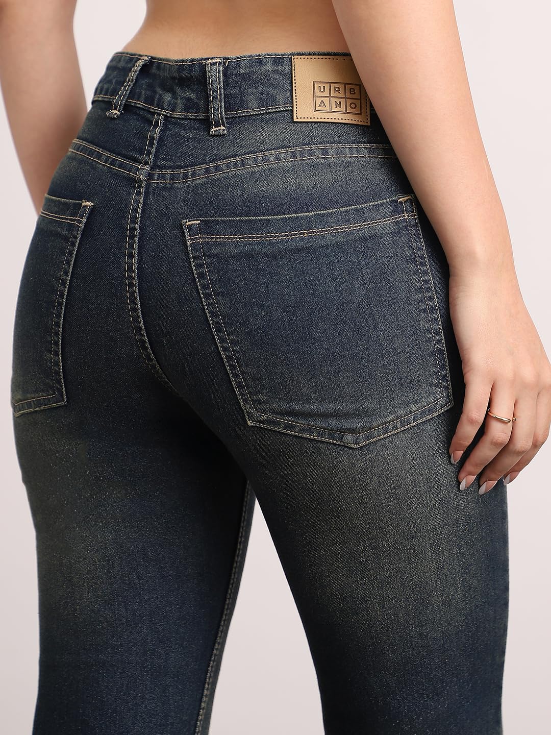 Urbano Fashion Women's Mid Rise Bootcut Washed Jeans Stretchable
