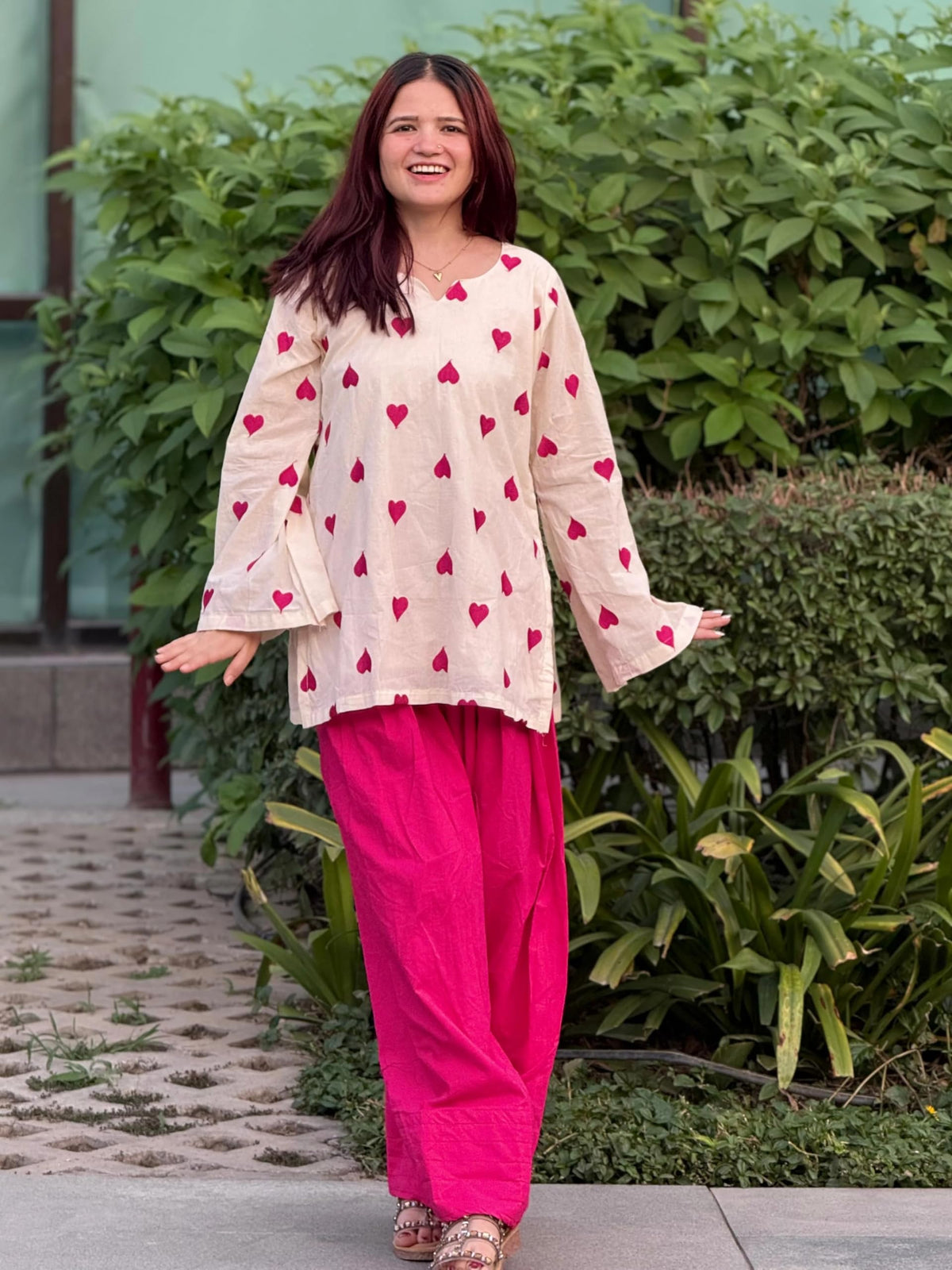 GoSriKi Farshi Salwar Suit for Women Viscose Embroidered | Co Ord Set for Woman | Straight Kurta Palazzo Outfit Round Neck V Slit Long Sleeve Ethnic Dress Womens Clothing