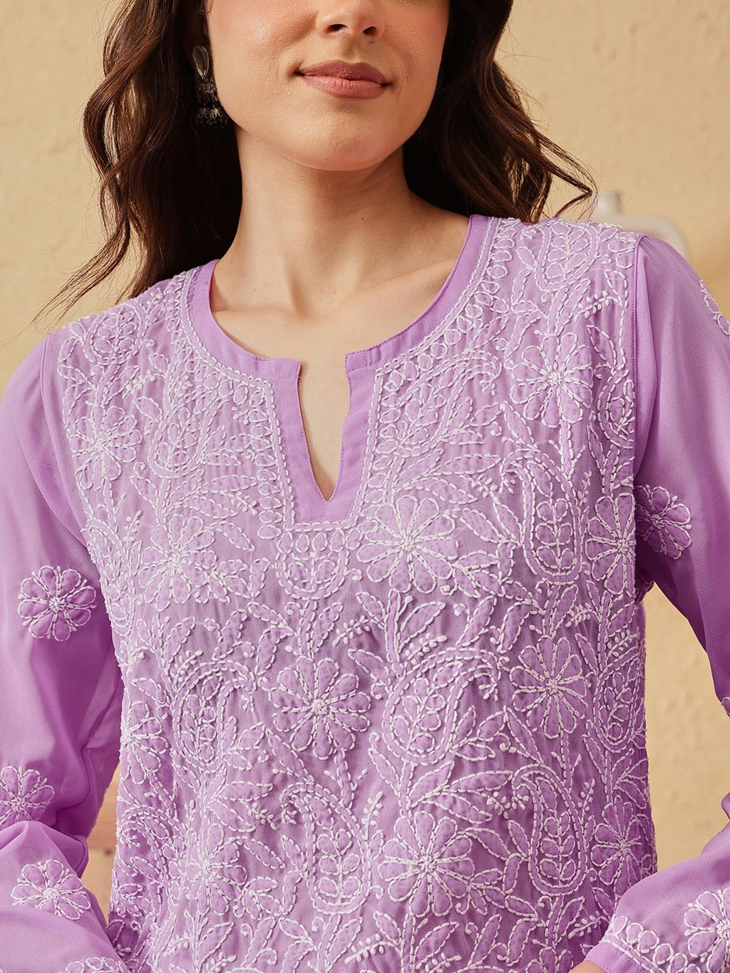 Ada Hand Embroidered Lucknowi Chikankari Georgette Top for Women A911224