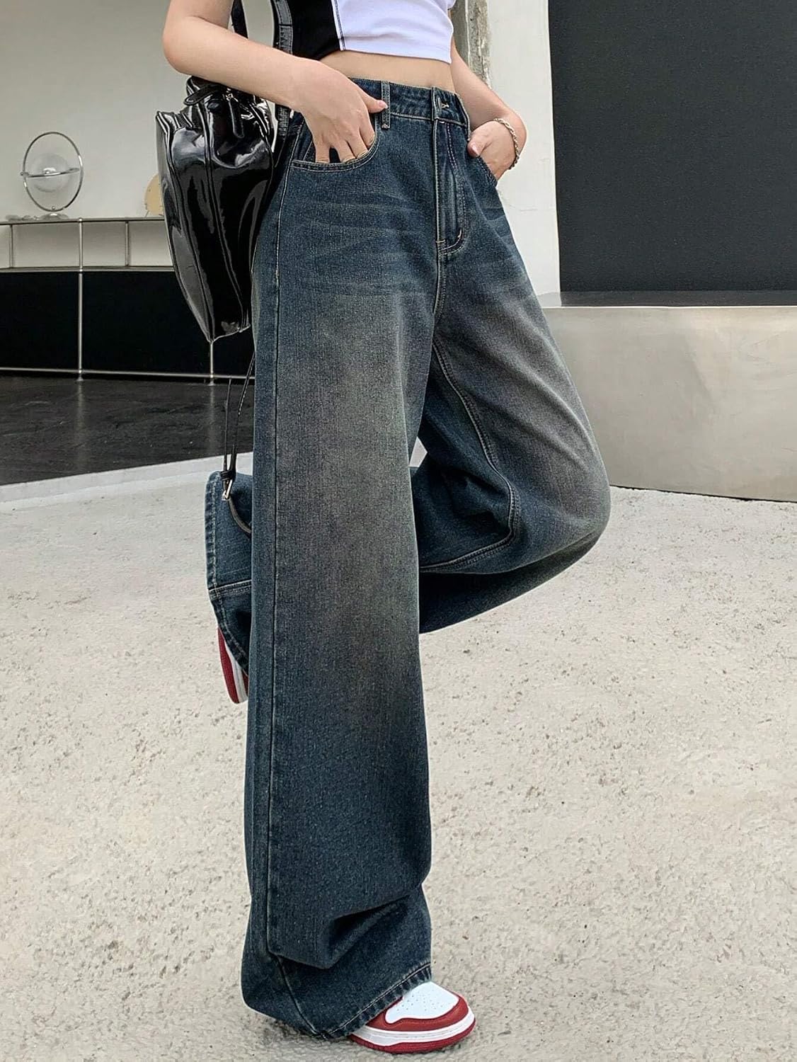 GRECIILOOKS Baggy Jeans for Women | High Waist Wide Leg Stylish for Girls Trendy Women’s Pant