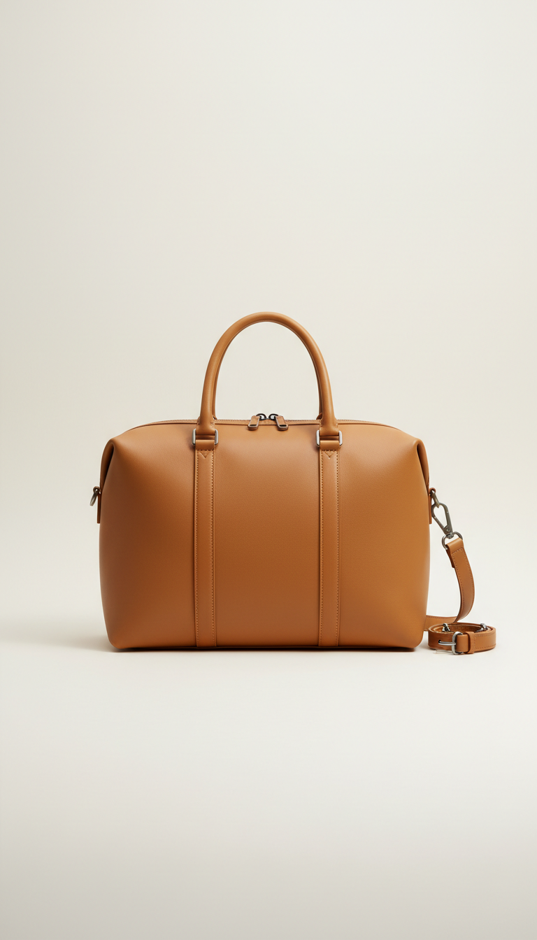 Minimal leather travel bag with passport sleeve